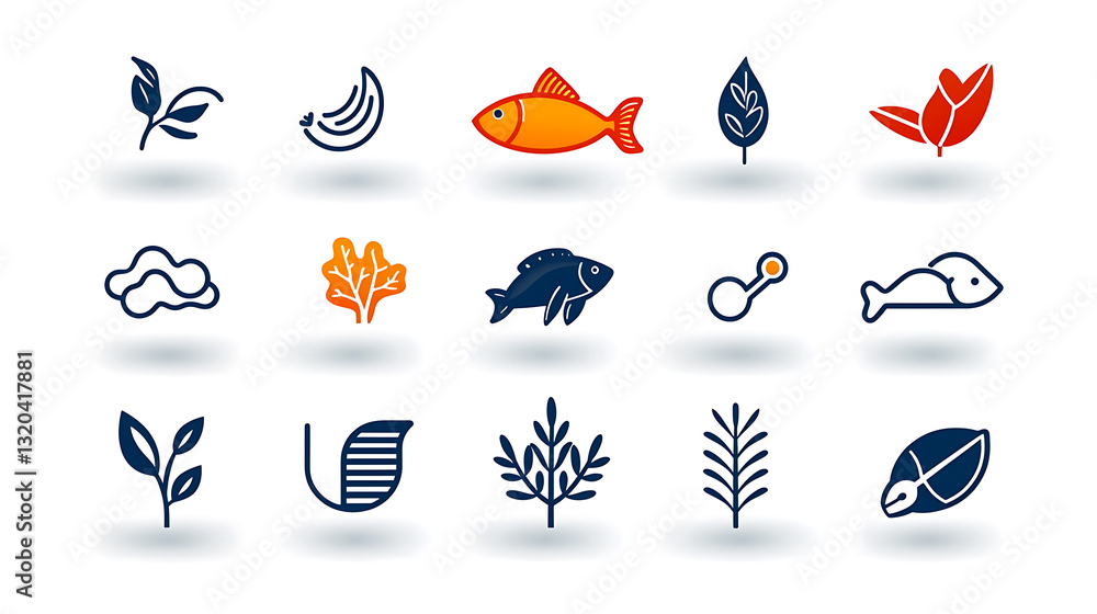 Naklejka premium Ecology outline icon set featuring clean and modern linear graphics nature visual art contemporary creative concept