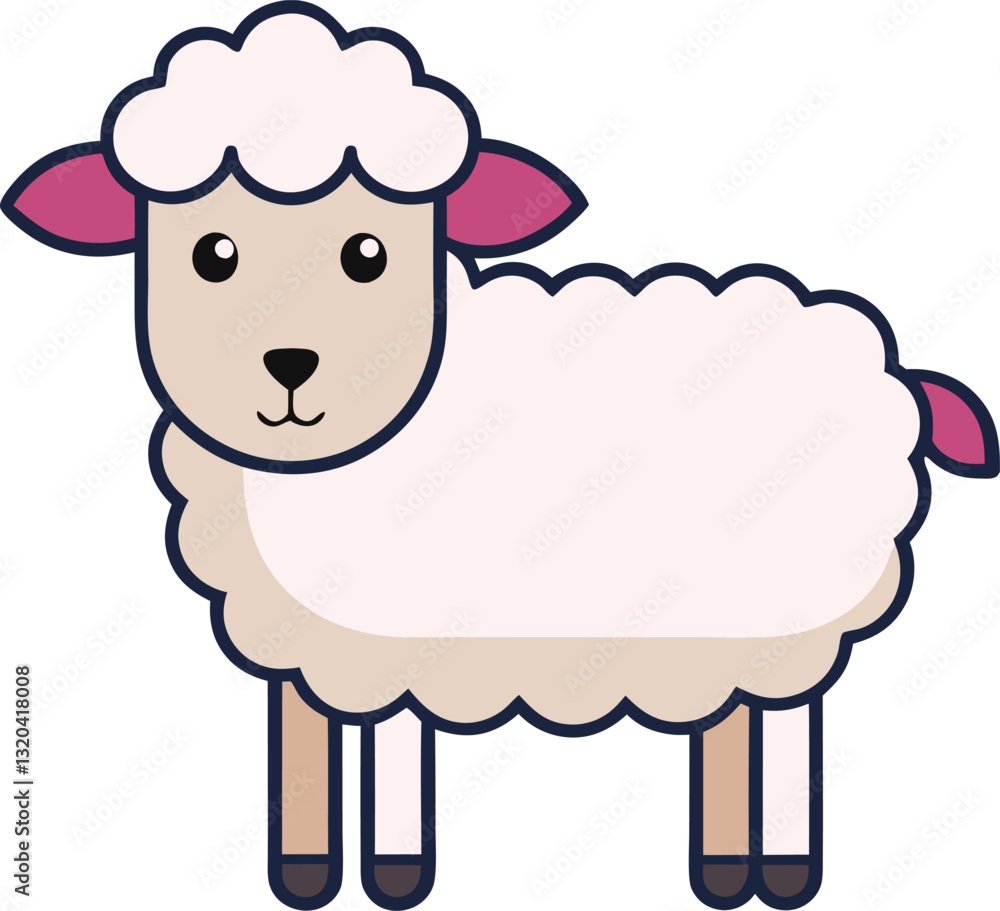 Adorable sheep vector illustration with fluffy wool, A charming vector illustration of a sheep with fluffy wool and a cute expression, perfect for animal-themed and children's designs.
Adorable sheep vector illustration with fluffy wool, A charming vector illustration of a sheep with fluffy wool and a cute expression, perfect for animal-themed and children's designs.