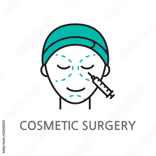 8.COSMETIC SURGERY.eps.Plastic surgery, plastic surgery icon. Edible plastic surgery, plastic surgery linear illustration icon on white background. EPS, PNG, JPG

