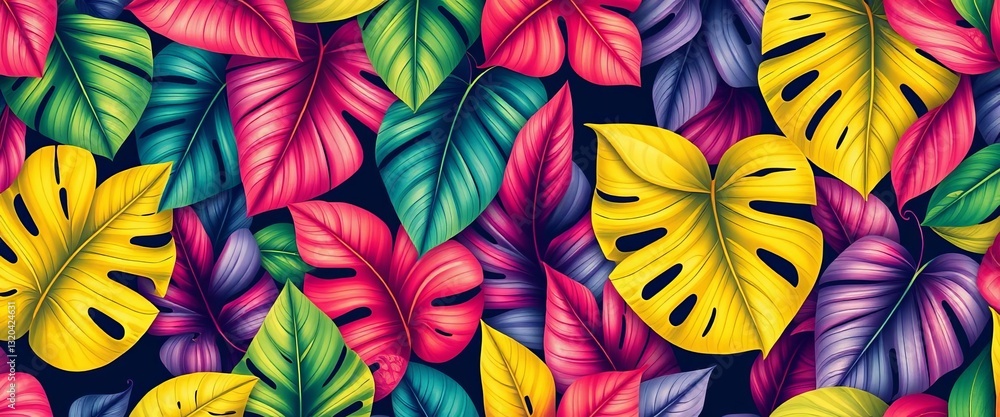 Vibrant tropical leaf seamless pattern, ideal for textiles & prints, wallpaper, jungle Vibrant tropical leaf seamless pattern, ideal for textiles & prints, wallpaper, jungle