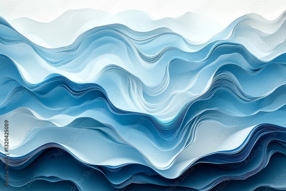 Elegant Abstract Digital Art Featuring Layered Paper in Light Blue and White. Intricate Textures with Soft Lighting and Flowing Lines. Elegant Abstract Digital Art Featuring Layered Paper in Light Blue and White. Intricate Textures with Soft Lighting and Flowing Lines.