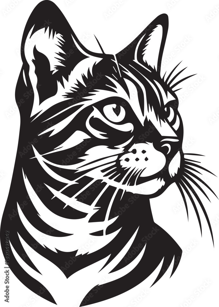 Obraz premium Bengal cat vector in black and white
