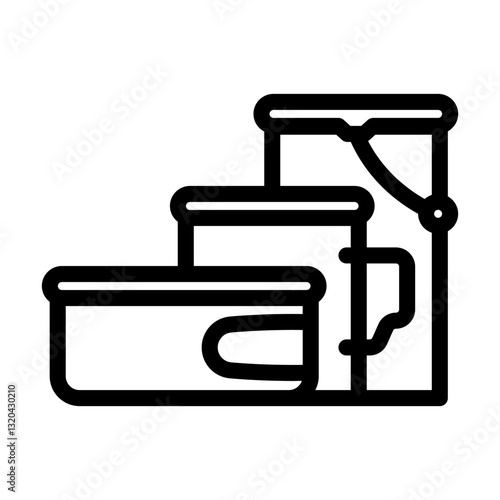 titanium cookware ultralight trekking line icon vector illustration