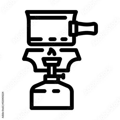 compact camping stove ultralight trekking line icon vector illustration