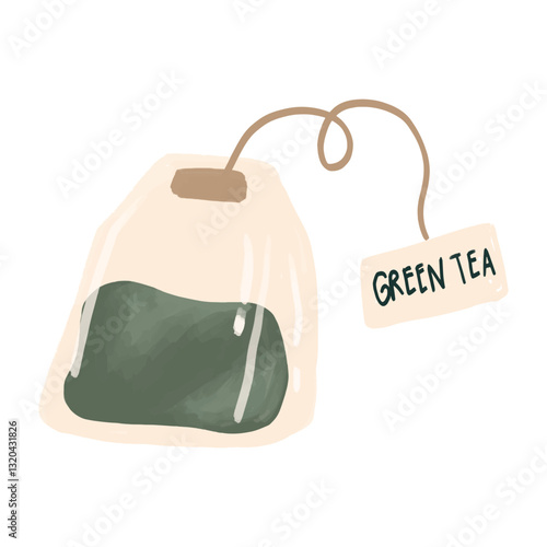 Green Tea Bag Illustration