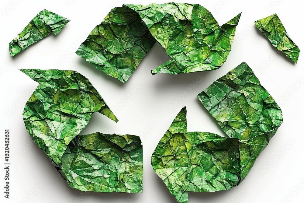 Crumpled Leaves Forming Recycling Symbol