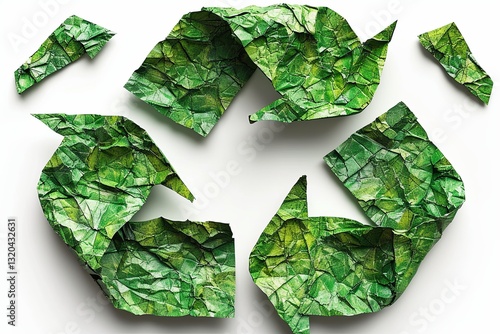 Crumpled Leaves Forming Recycling Symbol