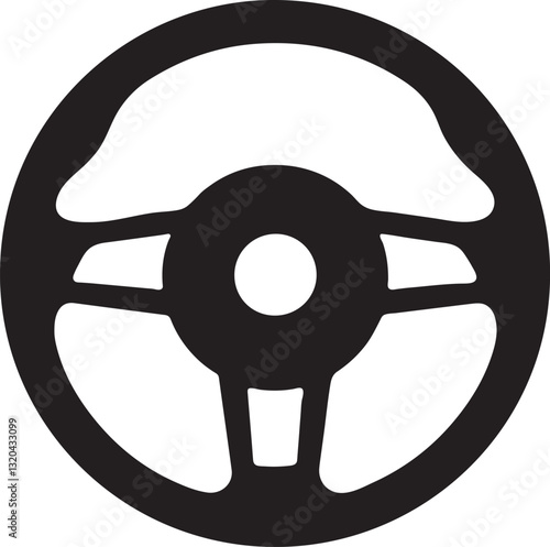Car Steering Wheel Silhouette Vector Icon