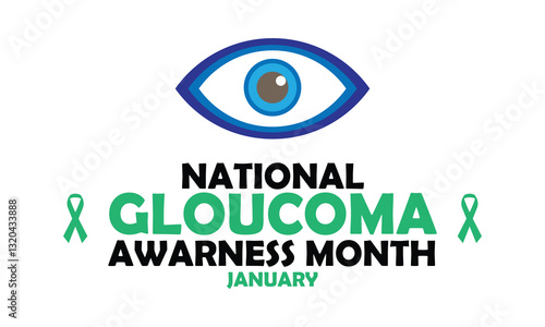 National Glaucoma Awareness Month. Green color ribbon 