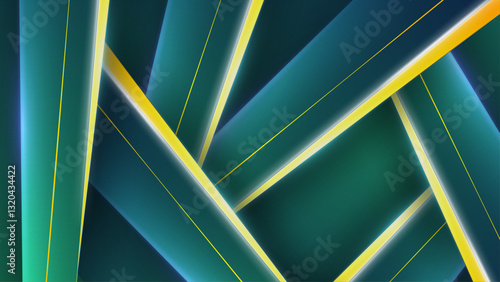 elegant dark teal and yellow overlapping geometric shapes background vector illustration, for poster, digital banner, or presentation background