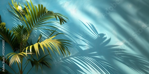 Obraz na płótnie Shadow Of Tropical Palms On Wall w salonie