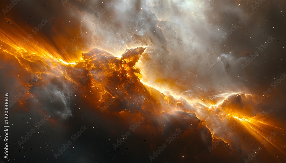Fototapeta premium Cosmic Nebula: Fiery Galactic Rift.