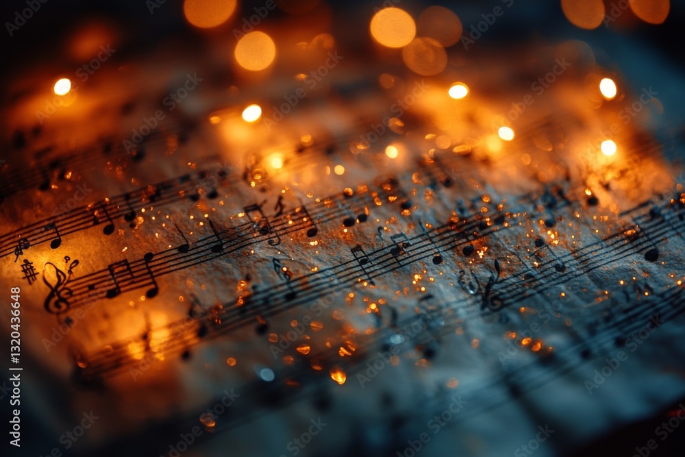 Sparkling Music Notes On Paper