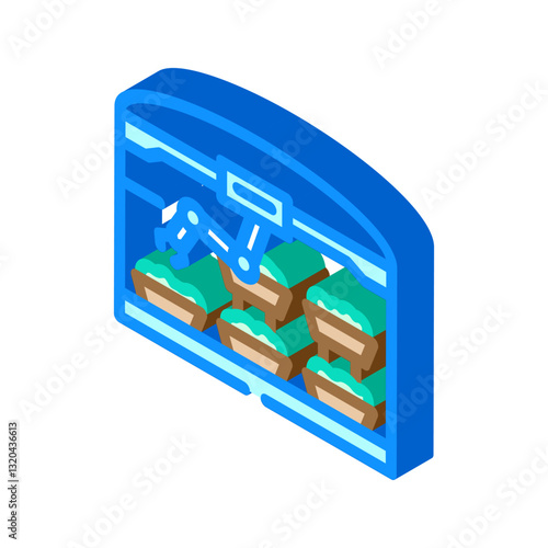 automated greenhouse robot harvests isometric icon vector illustration