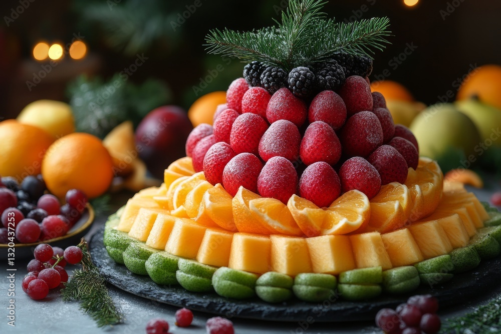 Festive Fruit Pyramid With Strawberries