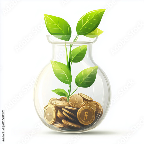 plant growing from coins