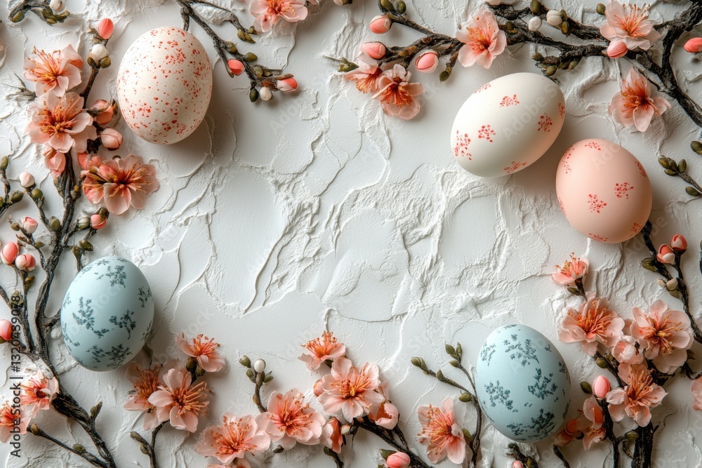 Artistic Easter Egg And Floral Arrangement