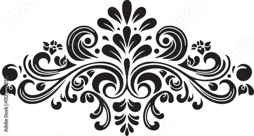 Ornamental Floral Border Vector, Vintage Flourish Design, Elegant Swirl Decoration