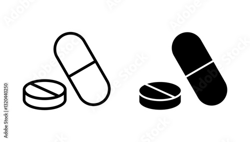 Pills icon vector. capsule icon. Drug sign and symbol