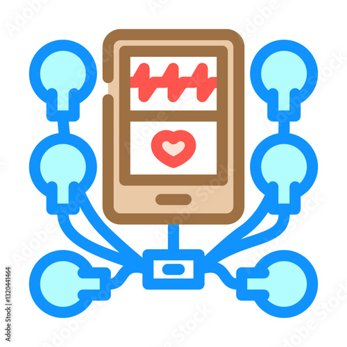 holter monitor cardiology color icon vector illustration