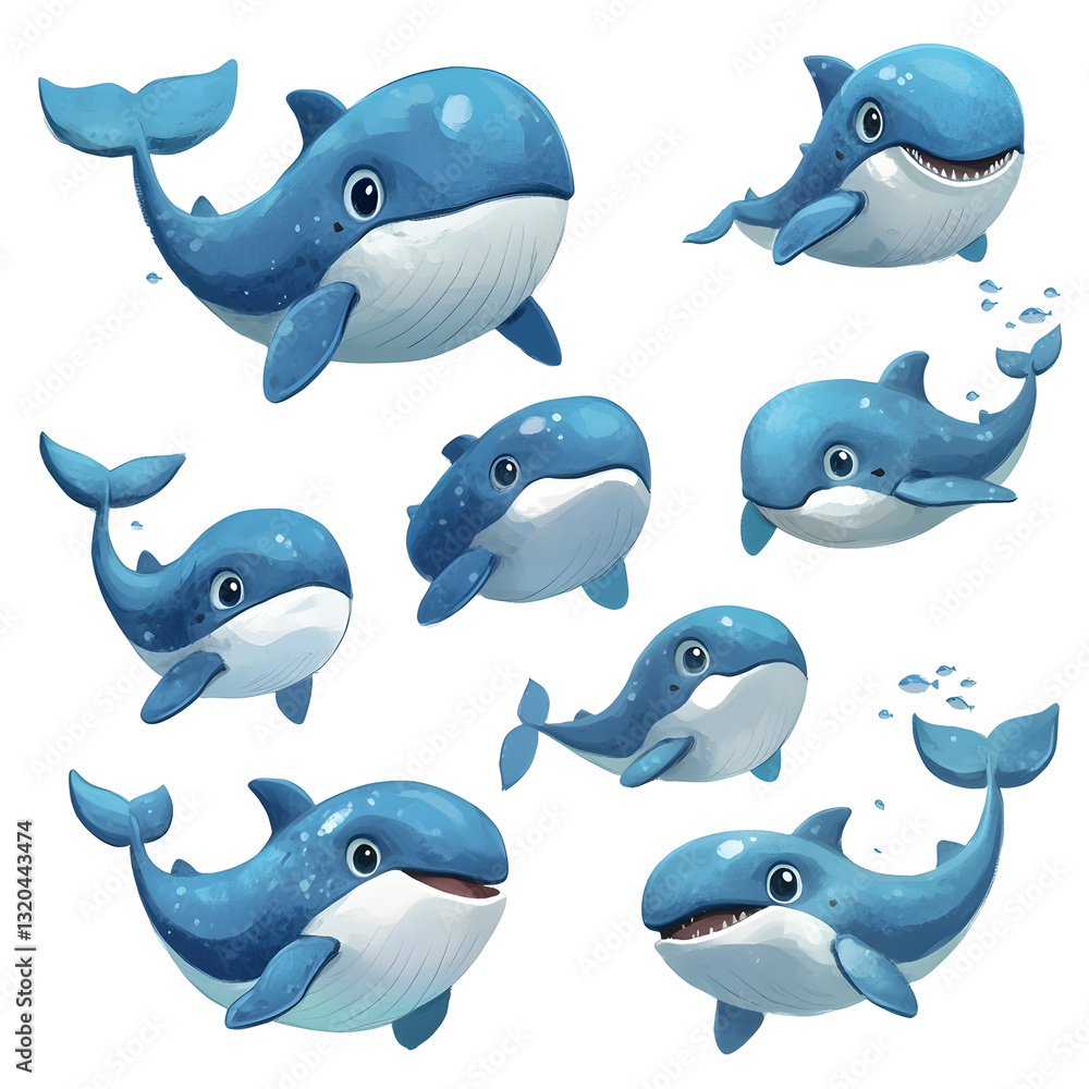 set of cartoon dolphin set of cartoon dolphin