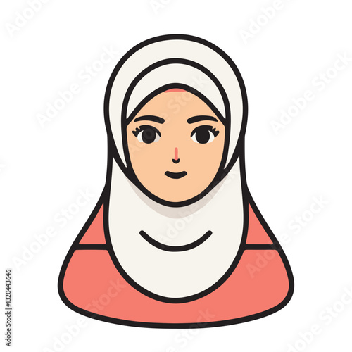 Cartoon Illustration of a Woman Wearing a Hijab