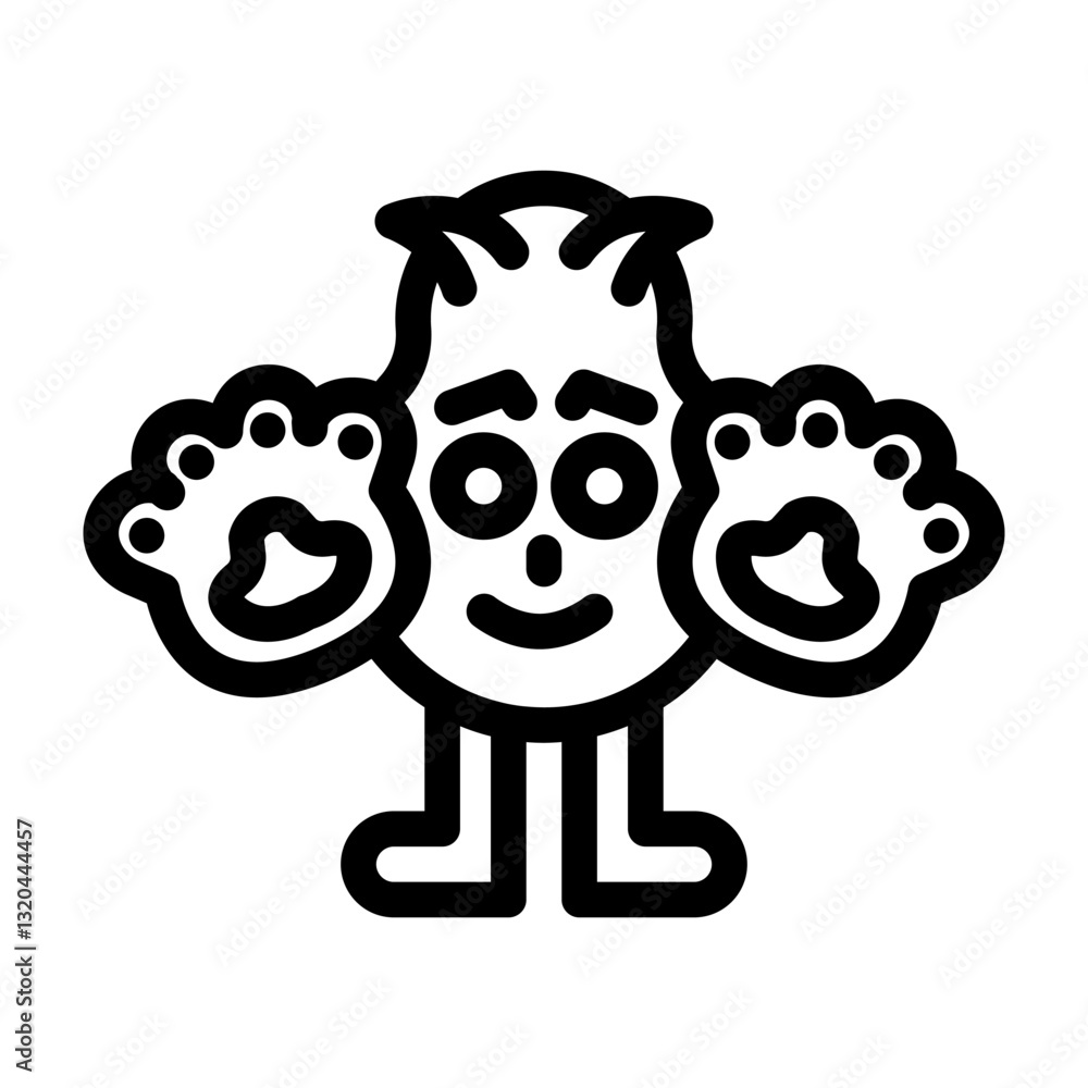 Fototapeta premium paws cute monster line icon vector illustration