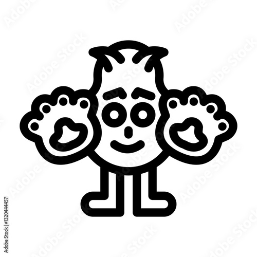 paws cute monster line icon vector illustration