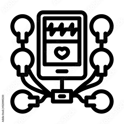 holter monitor cardiology line icon vector illustration