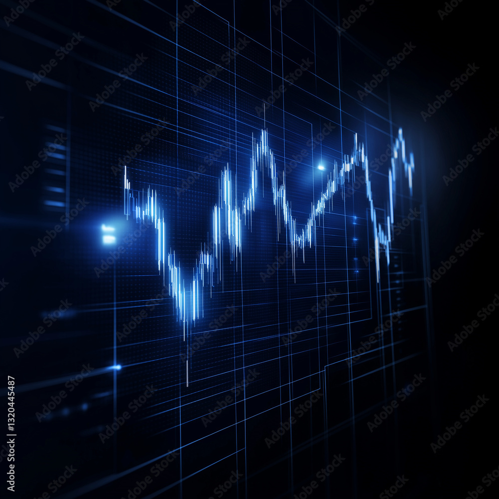 A graph with blue lines and a black background