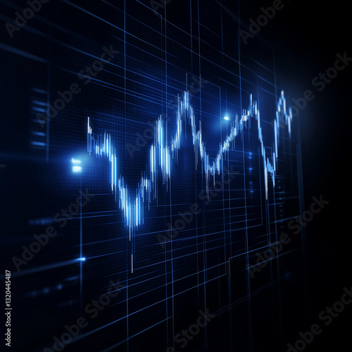 Obraz na płótnie A graph with blue lines and a black background w salonie