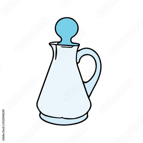 Light Blue Glass Pitcher with Teal Lid