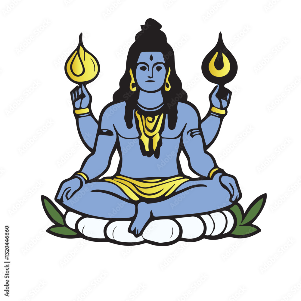 Fototapeta premium Colorful Illustration of Hindu Deity Shiva
