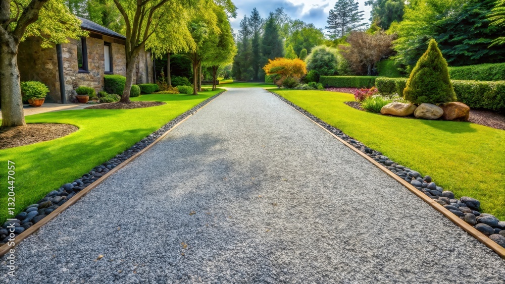 Fototapeta premium Mortar and gravel pathway, asphalt, stone pavement, asphalt, stone pavement, brick, concrete slab,yard