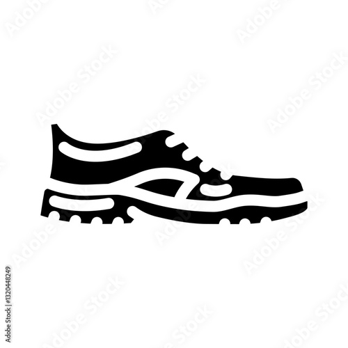 minimalist trail shoes footwear tourism glyph icon vector illustration