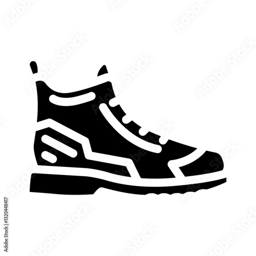light hiking shoes footwear tourism glyph icon vector illustration