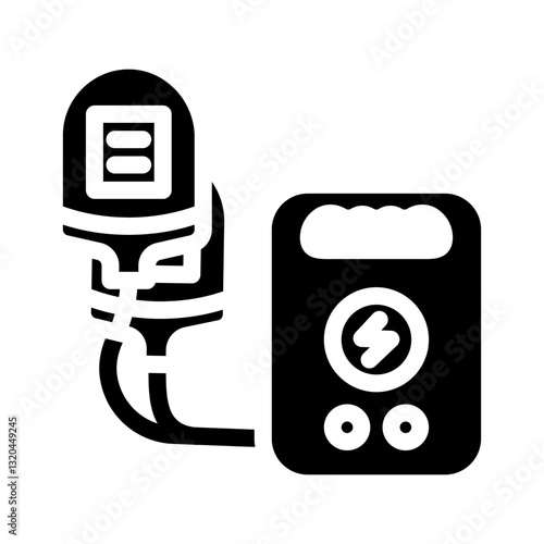 aed automated external defibrillator glyph icon vector illustration