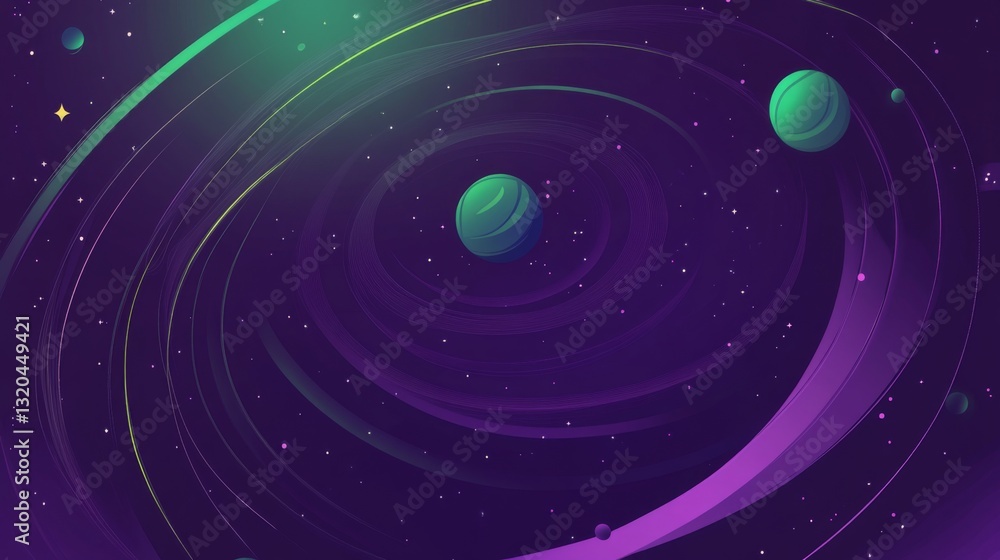 Cosmic journey through colorful spiral galaxy with planets and stars Cosmic journey through colorful spiral galaxy with planets and stars