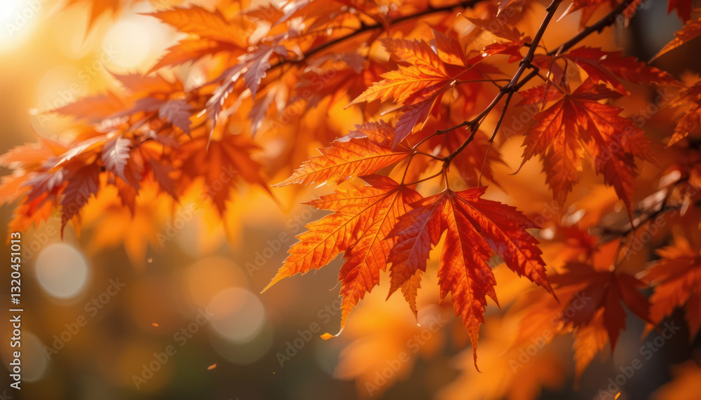 Vibrant autumn maple leaves, Close-up nature photography, Warm orange and red hues Vibrant autumn maple leaves, Close-up nature photography, Warm orange and red hues