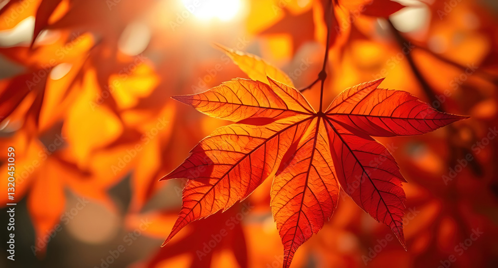 Vibrant autumn maple leaves, Close-up nature photography, Warm orange and red hues Vibrant autumn maple leaves, Close-up nature photography, Warm orange and red hues