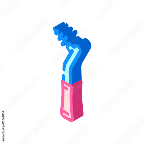 interdental brush orthodontist isometric icon vector illustration