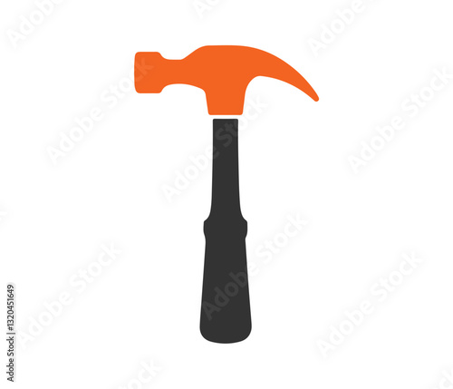 hammer logo. hammer icon. hammer silhouette.. Simple Black Hammer Icon Against a Light Blue Background. 