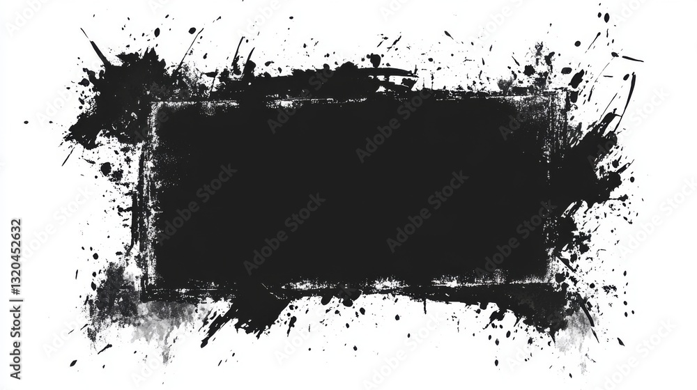 Abstract grunge ink splatter frame for creative graphic design and artistic projects Abstract grunge ink splatter frame for creative graphic design and artistic projects