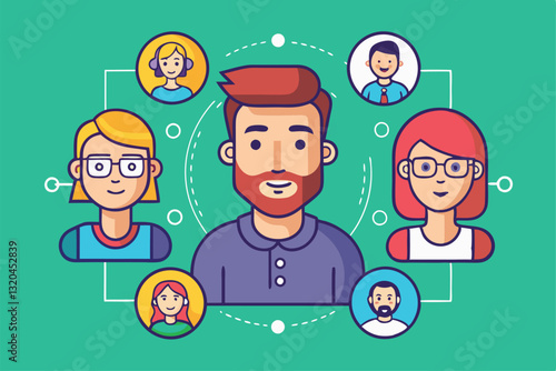 A collection of unique social media avatars showcasing various characters, highlighting diversity and creativity, Social media avatars linear set,