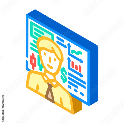 financial advisor budget planning isometric icon vector illustration