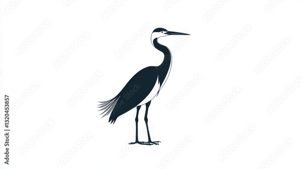 Fototapeta premium Elegant crane illustration for nature and wildlife design projects