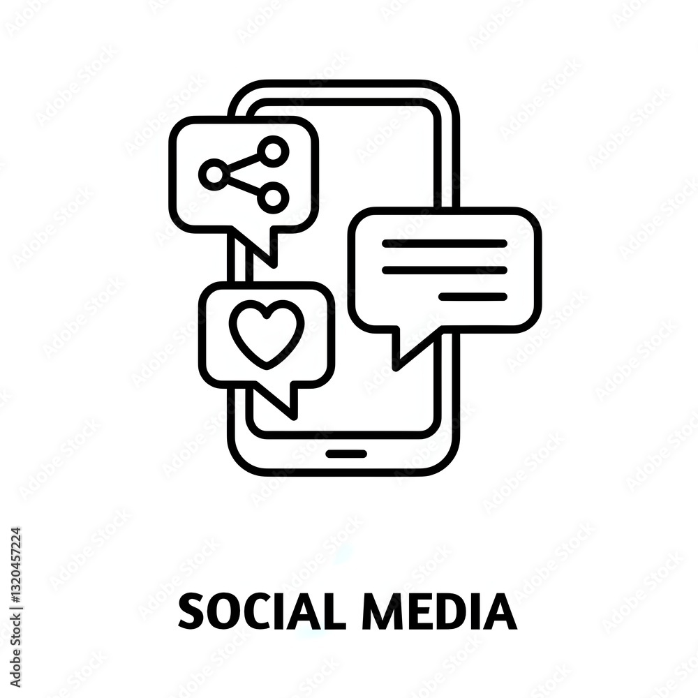 Social Media Engagement editable stroke outline icon isolated on white background flat vector illustration, black outline, Pixel perfect Social Media Engagement editable stroke outline icon isolated on white background flat vector illustration, black outline, Pixel perfect