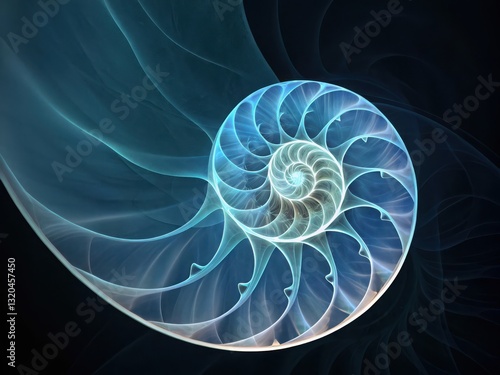 Close-Up of Nautilus Shell in Spiral Pattern  
  
