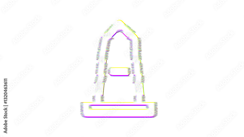 Icon monument is distorted. Glitch. Noise, chromatic aberration, geometric distortion Icon monument is distorted. Glitch. Noise, chromatic aberration, geometric distortion