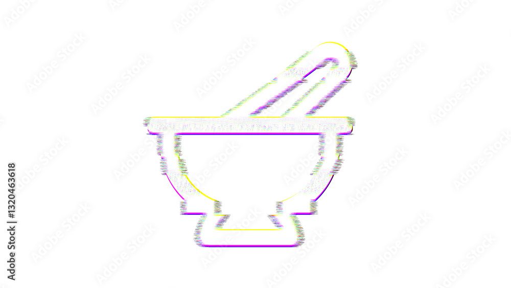 Icon mortar pestle is distorted. Glitch. Noise, chromatic aberration, geometric distortion Icon mortar pestle is distorted. Glitch. Noise, chromatic aberration, geometric distortion